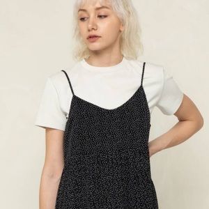 Oak + Fort midi dress with pleated skirt.